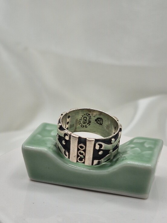 Taxco Jewelry - TAXCO MEXICO Men ? Sterling Silver EAGLE 3 "CHH" Wide Band Ring Size 10 Band